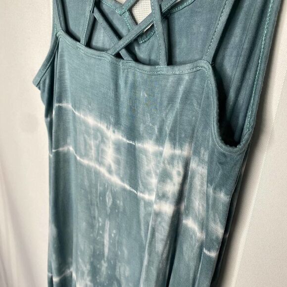 American Eagle Soft & Sexy Cage Neck Tie-Dye Tank Top Small Blue White Women's - Picture 3 of 9
